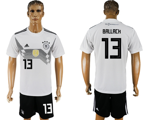 Germany #13 Ballack White Home Soccer Country Jersey